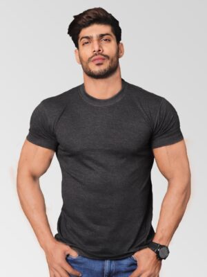 H Charcoal Round Neck T-Shirt - 1