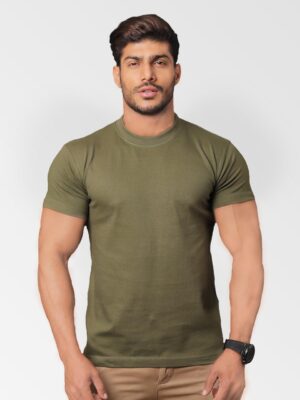 Military Green Round Neck T-Shirt - 1