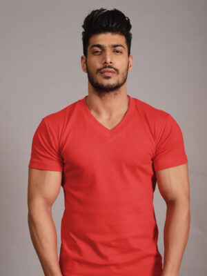 Red V-Neck T-Shirt - 1