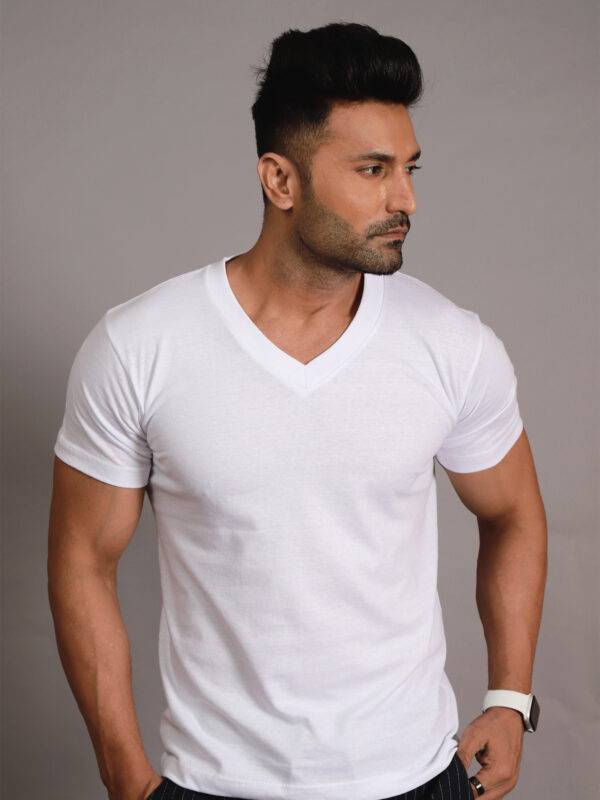 White V-Neck T-Shirt - 1